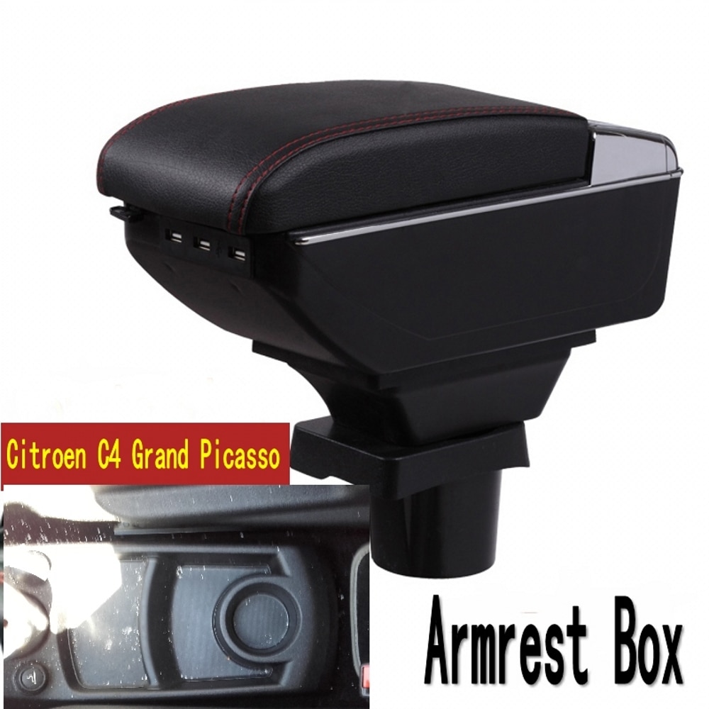 Voor C4 Grand Picasso Armsteun Doos Usb Opladen Verhoog Dubbele Laag Centrale Winkel Inhoud Bekerhouder Asbak Accessoires