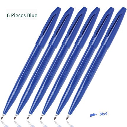 Pentel Teken Pen Stok Poreuze Fijne Punt Art Marker Pen Fiber-Getipt waterbasis Inkt Voor Tekening en schrijven: 6 pcs blue