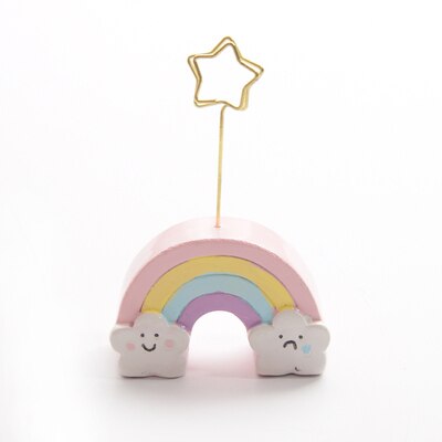 Kawaii sød pink sky harpiks besked bord metal holder klip memo klip besked foto postkort holder mappe klip