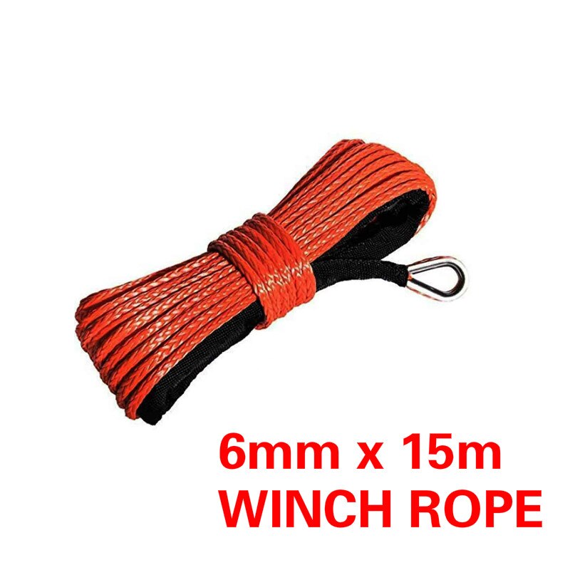 Winch Rope String Line Cable with Sheath Gray Synthetic Towing Rope 15m 7700LBs Car Wash Maintenance String for ATV UTV Off-Road: A