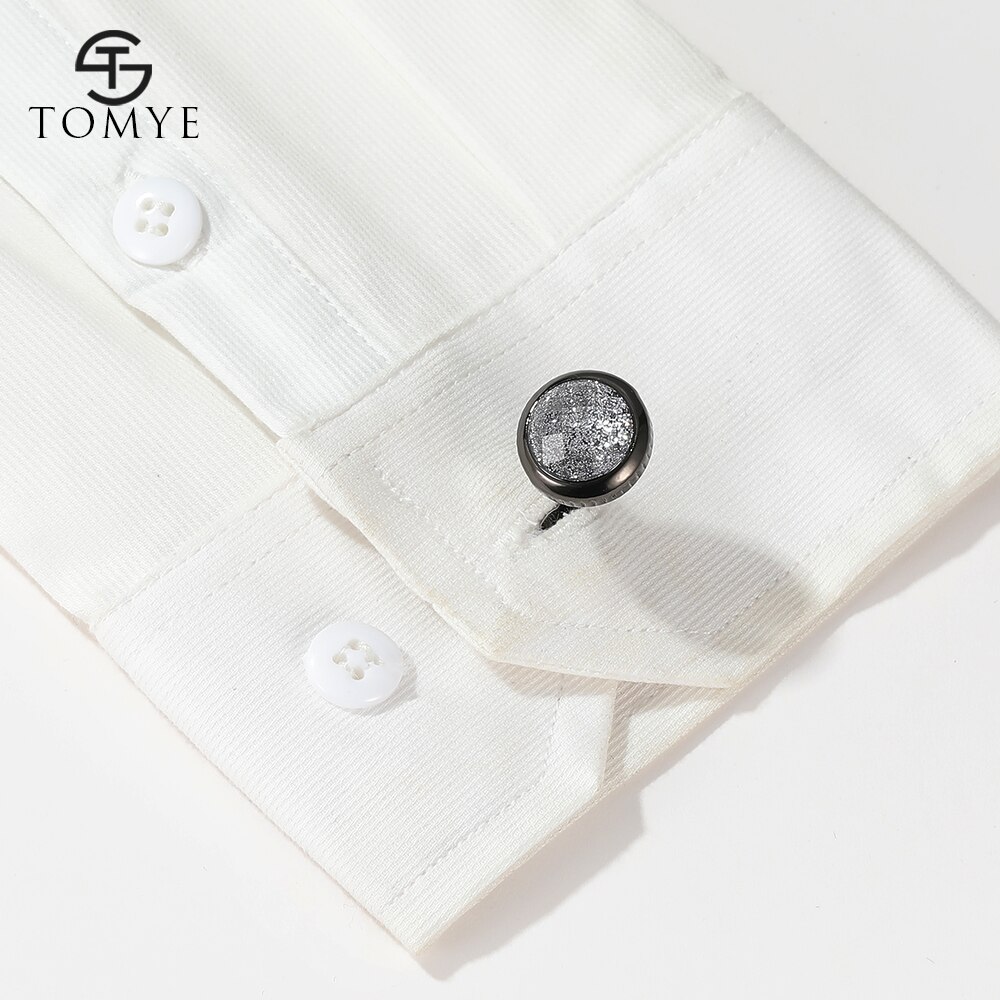 TOMYE – boutons de manchette en métal pour hommes, de , ciel étoilé, rond, pour robe de soirée, pour de mariage