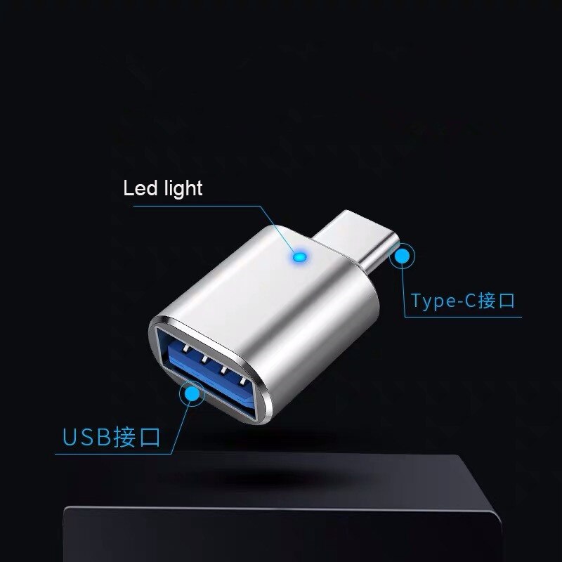 Type C Naar Usb 3.0 Otg Adapter USB-C Male Naar Usb Vrouwelijke Converter Voor Macbook Samsung S20 Xiaomi Huawei Usbc otg Connector Led