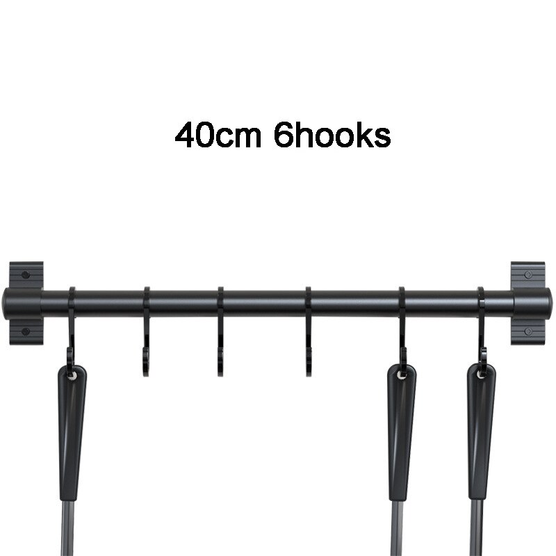 Kitchen Storage Shelf Wall Mounted Spice Rack Kitchenware Hook Rack Knife Holder Cutlery Storage Holder Kitchen Organizer: 40cm 6hooks