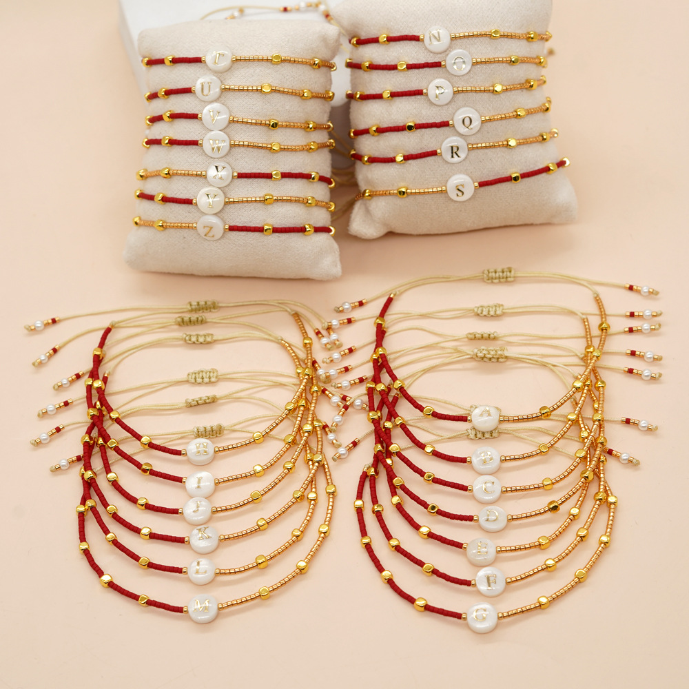Kkbead Miyuki Pulseras Sieraden Voor Vrouwen 26 Eerste Armband Cadeau Sieraden Schelp Letter A ~ Z Alfabet Armbanden