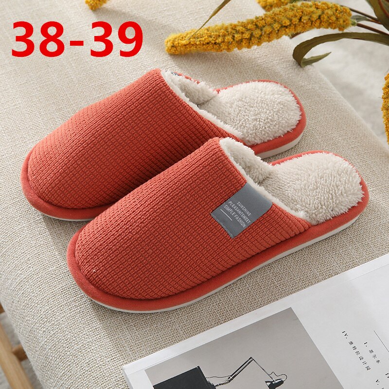 Xiaomi Cotton Slippers Couple Winter Warm Slippers Male Home Indoor Non-slip Platform Slippers for Women Men: Red 38-39