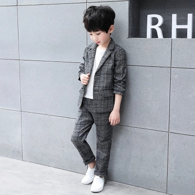 Traje de 2 piezas con chaqueta y pantalones de para niño, traje de noche ajustado para niña de las flores, vestido de novio de de , traje de boda gris