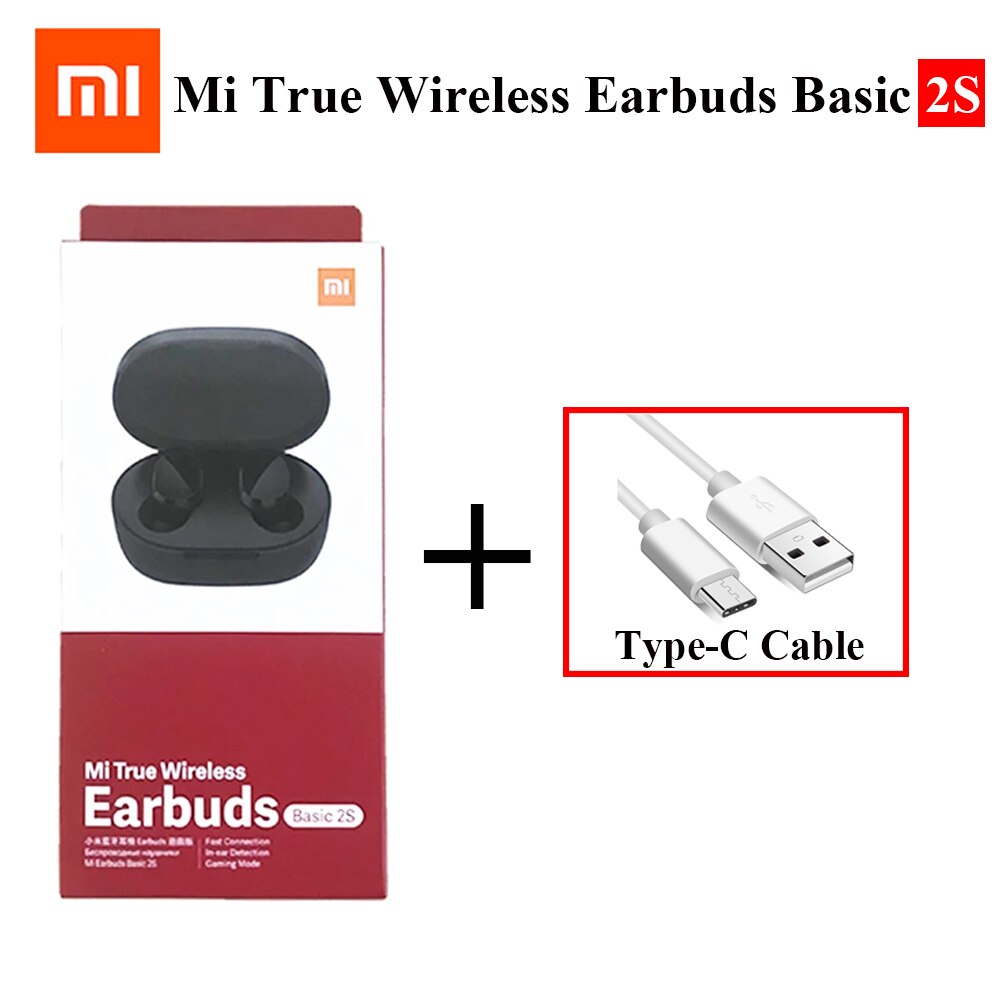 Global Version Original Mi True Wireless Earbuds Basic 2S Stereo Bluetooth Earphone TWS Xiaomi Redmi Airdots 2S TWSEJ07LS: Add Cable