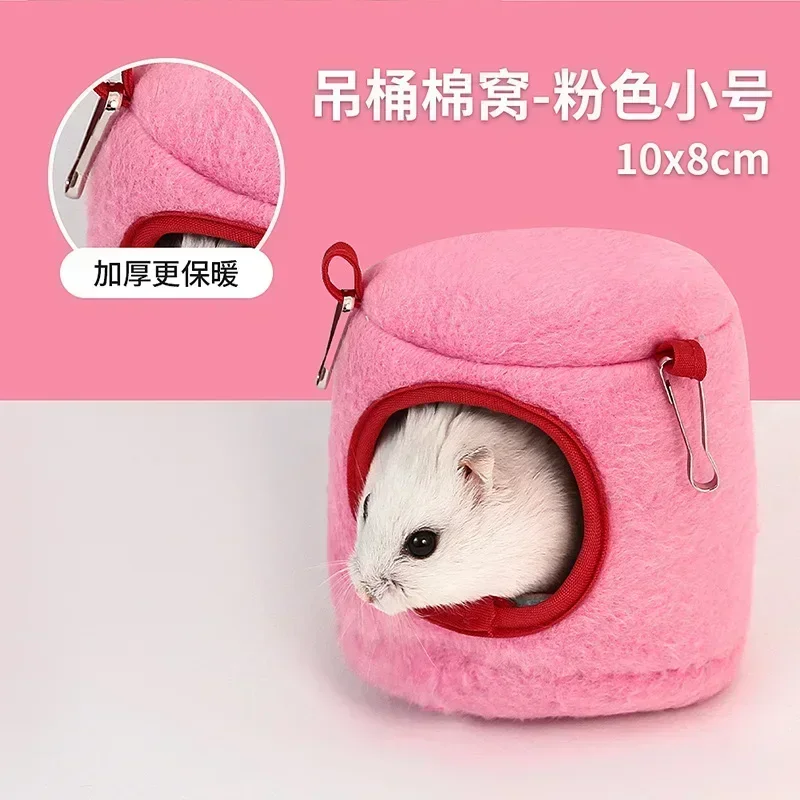 Jaula para hámster, cama suave y cálida, hamaca para ratas, cerdo, ardilla, casa de invierno, nido de terciopelo, cama cálida para dormir, artículos para mascotas pequeñas: Azul marino