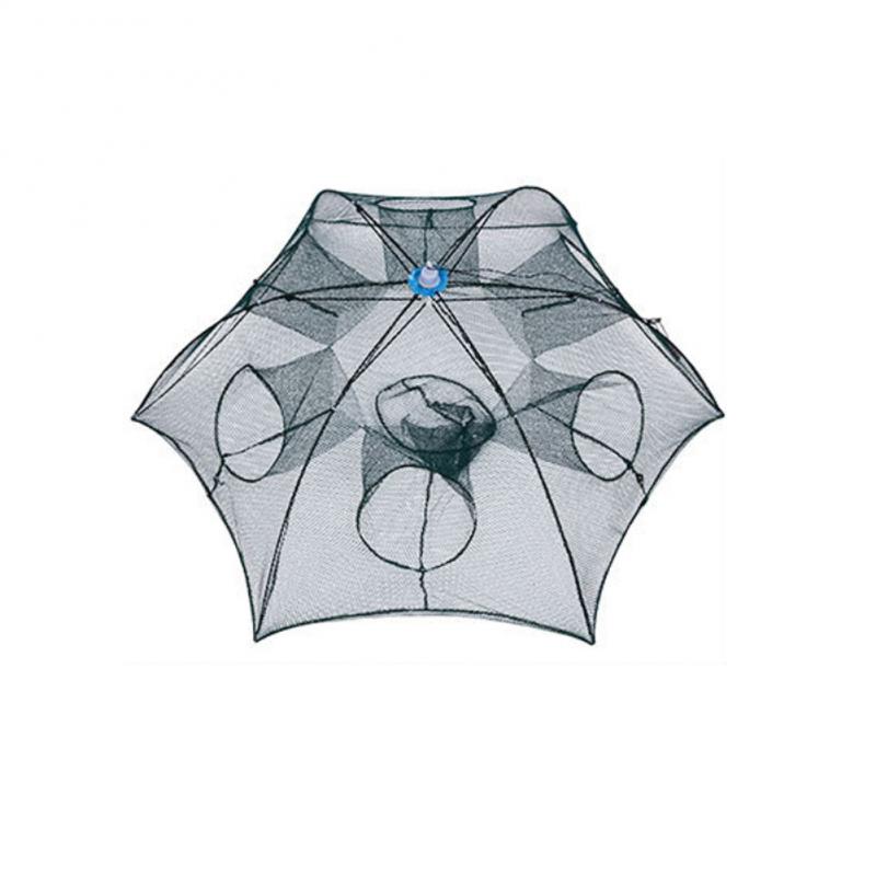 Automatic Folding Fishing Net Prawn Cage Nylon Crab Net Thick Umbrella Frame Portable Shrimp Cage With Bait Bag Fishing Tool: Purple