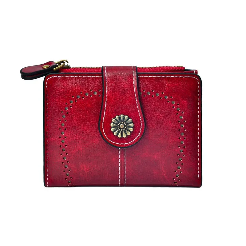 RFID Anti-Theft Retro Wallet for Women, Multi-Card Zipper, Zipper Buckle, Coin Wallet, Multi-functional Short Wallet
