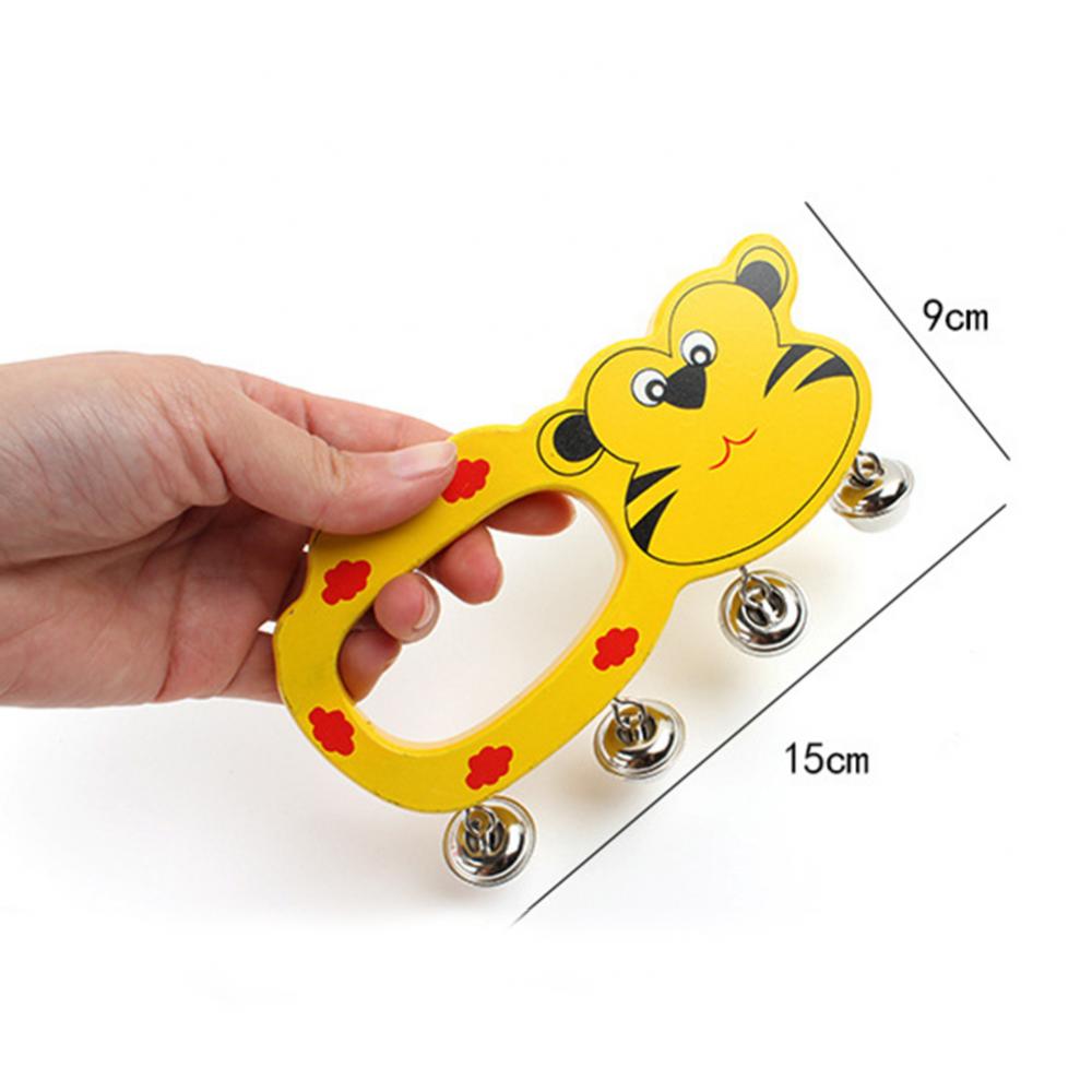 60% Cartoon Dier Houten Hand Schudden Jingle Bell Tamboerijn Educatief Kinderen Speelgoed Baby Rammelaars