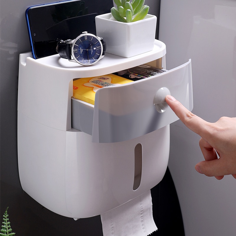 Multipurpose Toiletrolhouder Stand Voor Badkamer Accessoires Waterdichte Opbergbox Plaats Telefoon Dingen Toiletpapier Dispenser