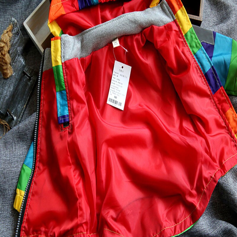 Boys Girls Rainbow Coat Hooded Sun Water Proof Children's Jacket for Spring Autumn Kids Clothes Clothing Outwear