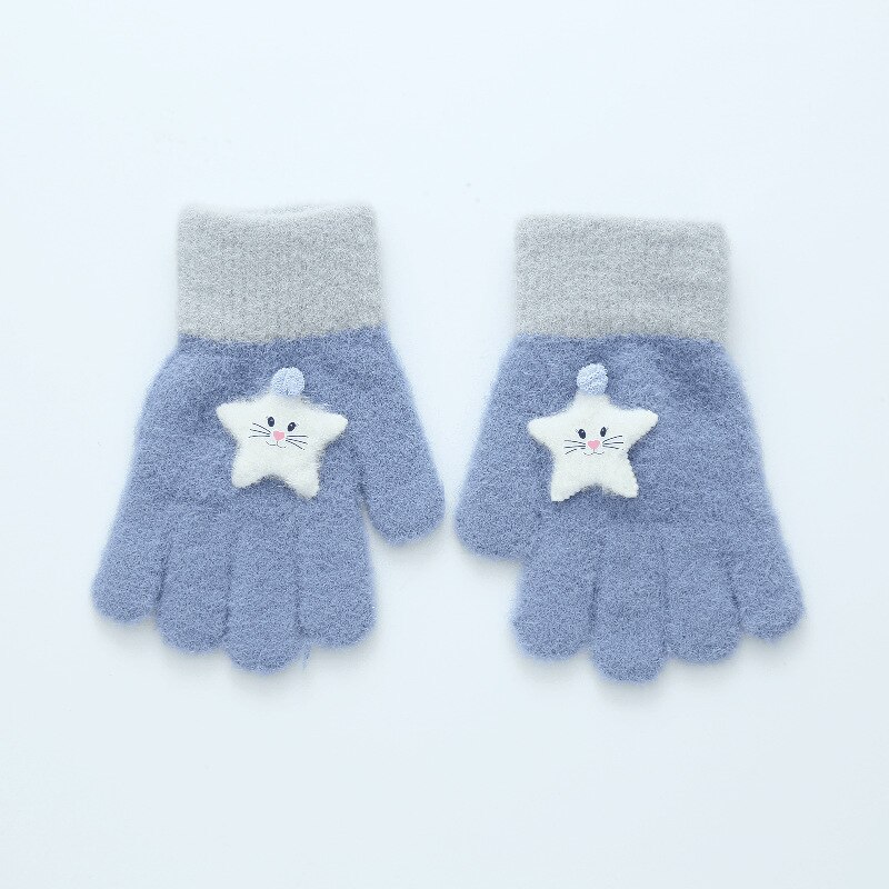 Kinderen Handschoenen Herfst En Winter Cartoon Leuke Jacquard Snoep Kleur Gebreide Handschoenen Voor 6-13Y Baby Handschoenen Wanten