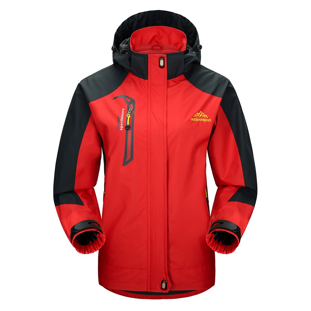 Lixada Outdoor Climbing Waterproof Jacket Windproof Raincoat Sportswear Traveling Cycling Sport Detachable Hooded Coat for Women: Red / S