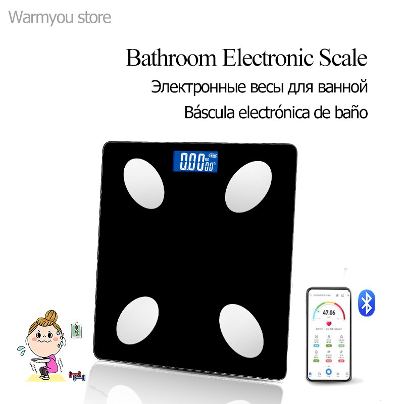 Floor Scales Household Bathroom Scale Smart Body Fat Scale Bluetooth Weight Scale LCD Display With APP Body Composition Analysis
