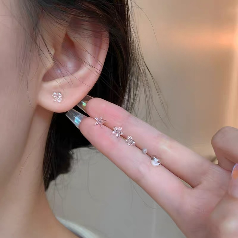 Resin Star Stud Earrings - Invisible Anti-Allergy Cute Piercing Jewelry for Women
