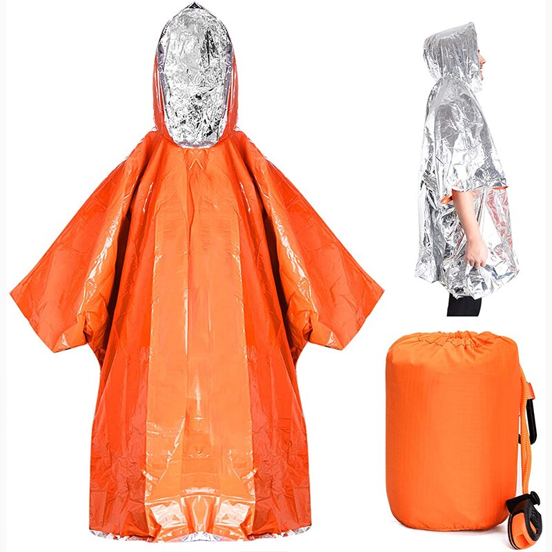 Emergency Survival Regen Poncho Thermische Survival Ruimte Deken Thermische Regenjas Warmte Reflecterende Waterdicht Voor Camping Wandelen