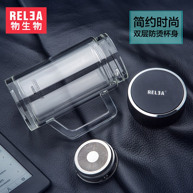 Taza de cristal portátil de , Infusor de té de agua, vaso de vidrio de doble capa de vidrio de borosilicato, tapa de taza de filtro de acero inoxidable