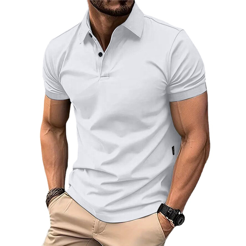 polo estiva da uomo in tinta unita, manica corta, bottoni con risvolto, magliette da uomo, casuale, streetwear, leggere, da jogging
