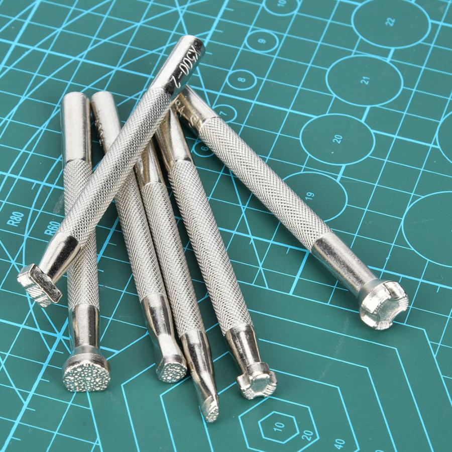 6 stuks leerbewerkingsgereedschap, antislip visafdrukgereedschap, patroonhandvat, doe-het-zelf handwerk leerbewerkingsgereedschap