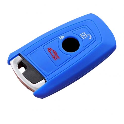 Soft Silicone Car Key Fob Protection Cover Case Shell rubber key shell protective cover for BMW X3 GT5 GTM4 Series: Blue