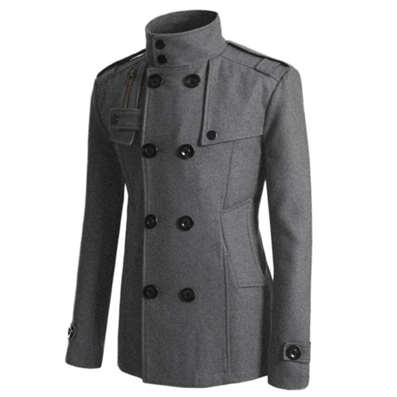Wollen Jassen Mannen Winter Warme Wollen Jas Mens Zelf Teelt Effen Kleur Stand Kraag Double Breasted Jas overjas