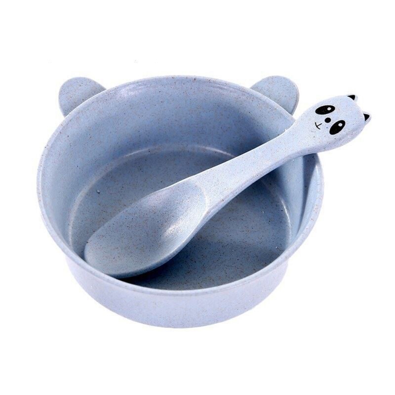 Grade Bamboo Fiber Baby Gridded Dinner Plate Baby Eating Bowl Children's Tableware Suit