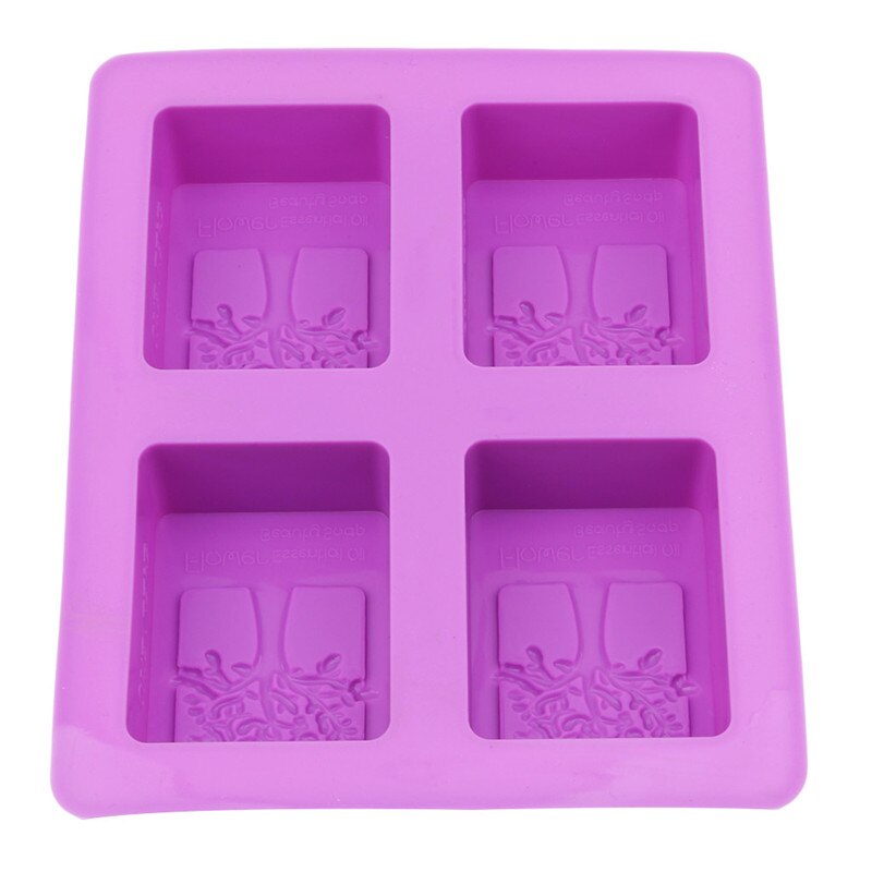 Tree Shaped Silicone Mold Purple Rectangle 4 Hole Soap Mold Arts And Crafts Chocolate Cake Molding Hand Making Tools 1PC