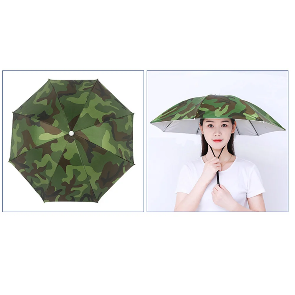 Sombrero de sombrilla de cabeza plegable para exteriores, sombrero antilluvia, antisol, gorra de sol montada en la cabeza para pesca, Golf, ciclismo, senderismo y Camping