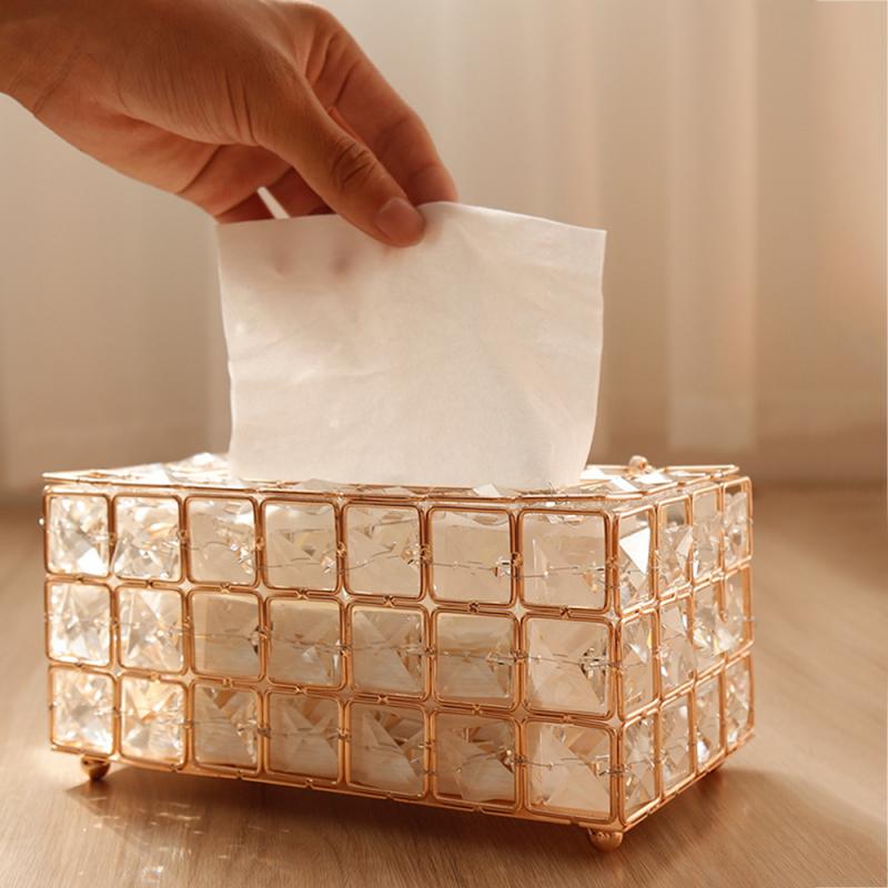Tissue Doos Opbergdoos Shiny Goud Zilver Glas Papier Container Voor Restaurant Auto Home Hotel Desktop Servet Opbergdoos Creatieve