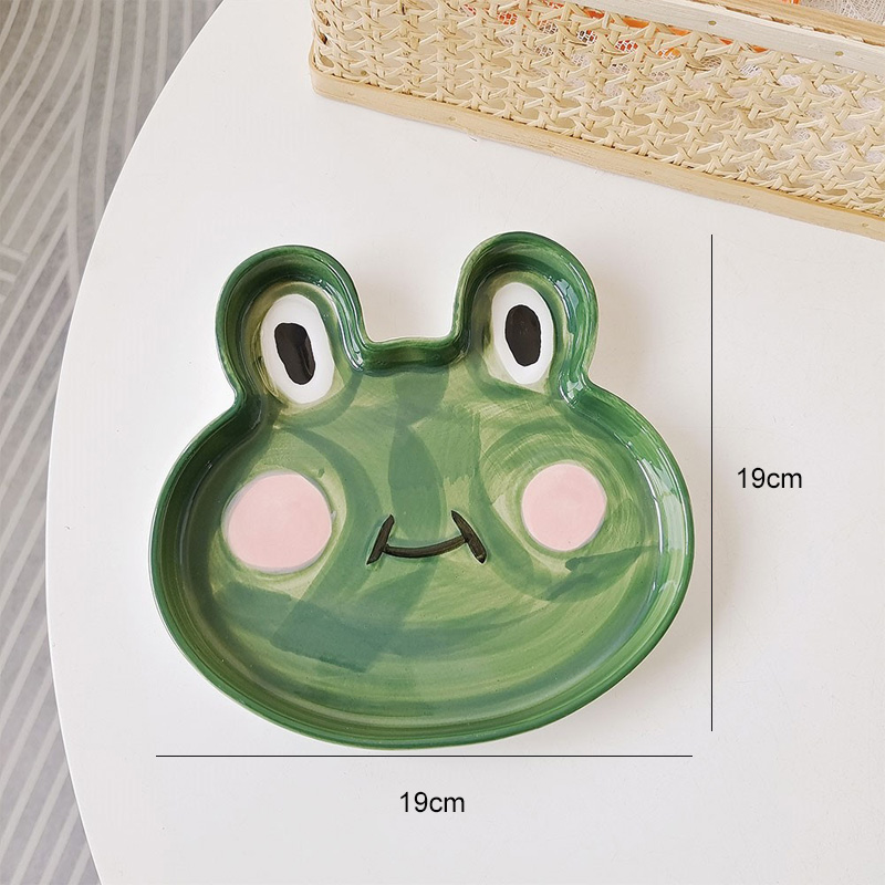 Art Graffiti Plate Ceramic Cartoon Plate Animal Plate Tableware Kitchen Korean Dish Set Nordic Salad Plate Tableware Household: green frog5