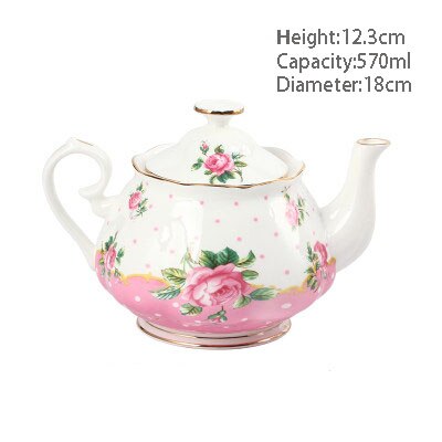 Ceramic Household Teapot European Coffee Pot Kung Fu Ceramic Office Personal Teapot With Flower Pattern Portable Afternoon Tea: A