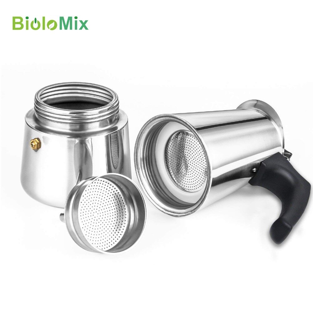 Cafeteria Espresso Coffee Maker Stove top Moka Coffee Pot Mocha maker coffee machine cappuccino latte 100/200/300/450ML Biolomix