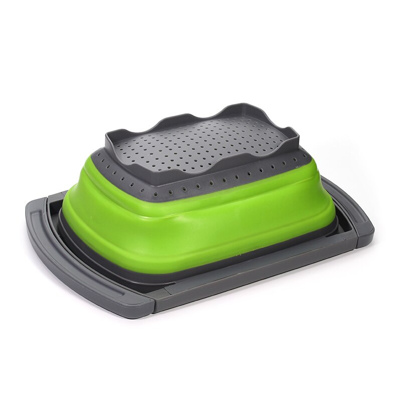Folding Kitchen Strainer, Colander Collapsible, Perfect fits the Sink, with Handles, 6-quart Capacity, Red & Green