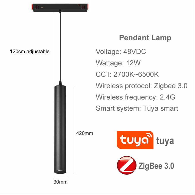 Zigbee Tuya sprytny Dimmable magnetyczny tor światła Zigbee2mqtt 48V Alexa asystent głos zdalny kontrola linia lampa miejsce doprowadziło szyna: jasnozielony