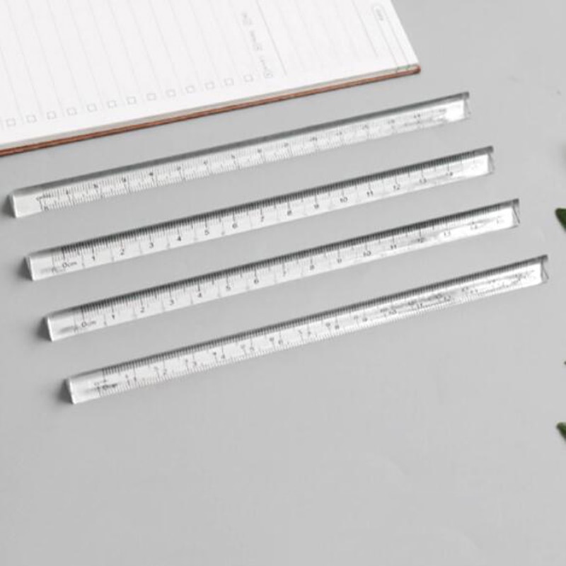 15Cm Transparante Rechte Liniaal Studenten Briefpapier Eenvoudige Driehoekige Heersers Beide Zijden Acryl Meetinstrumenten