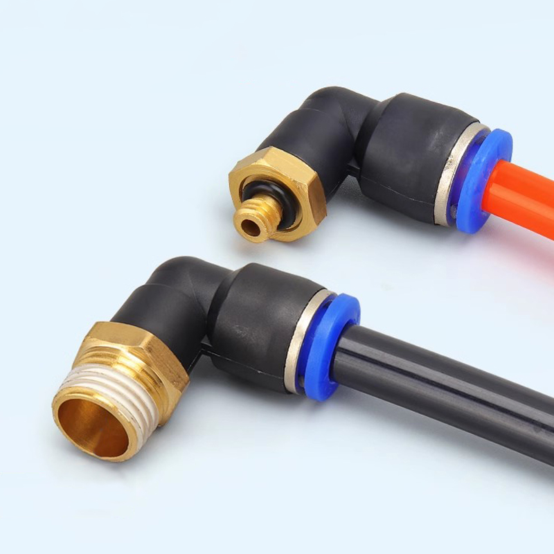 20/50/100PCS Pneumatic Air Connector PL 4 6 8 10 12mm Thread 1/8 1/4" 3/8" 1/2" Trachea Elbow Air Fittings Hose Quick Connecto