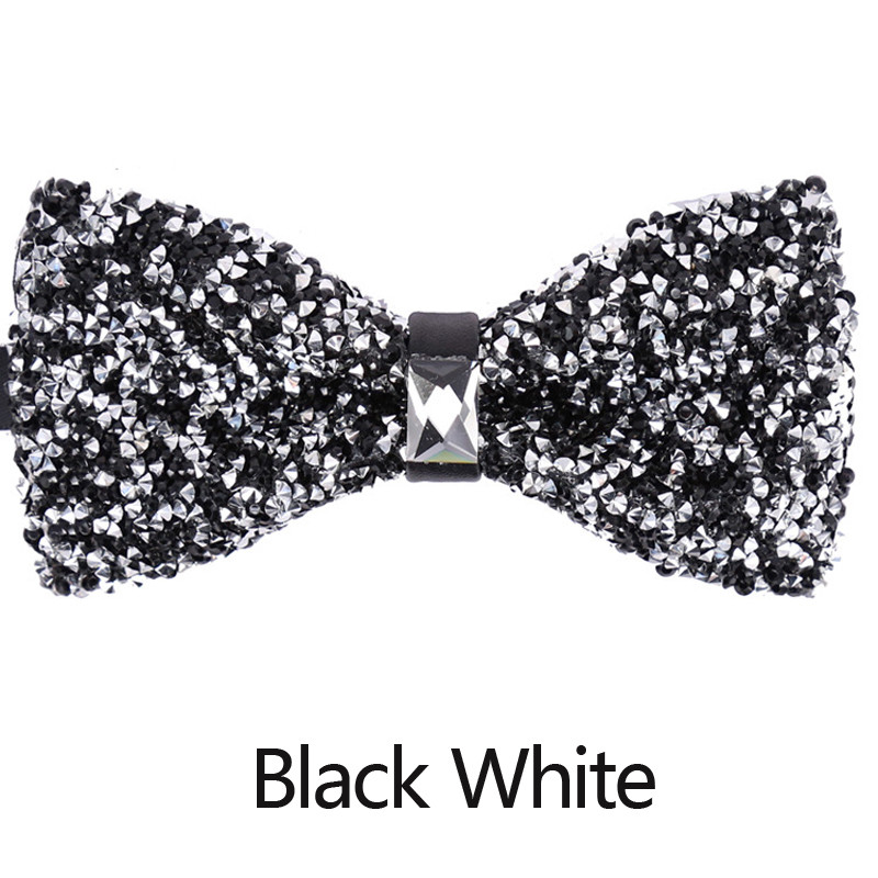 Pajarita de diamantes para hombre, lazo con cuello de cristal brillante, lazo de lujo para boda, banquete, , nudo de mariposa ostentoso, corbatas de novio: 5