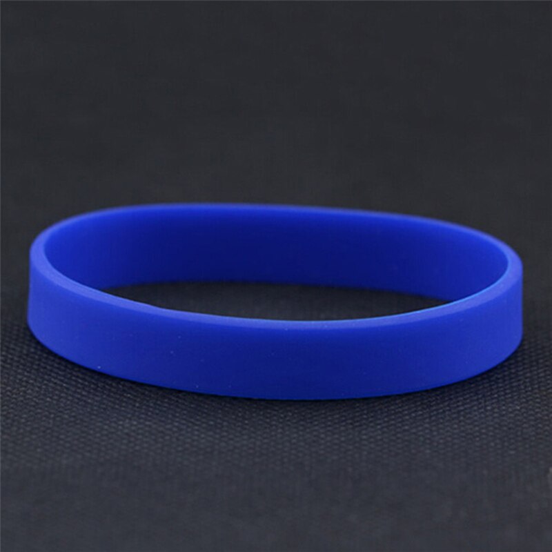 Silicone Rubber Wristband Flexible Wrist Band Cuff Bracelet Sports Casual Bangle For Women Men: Navy Blue