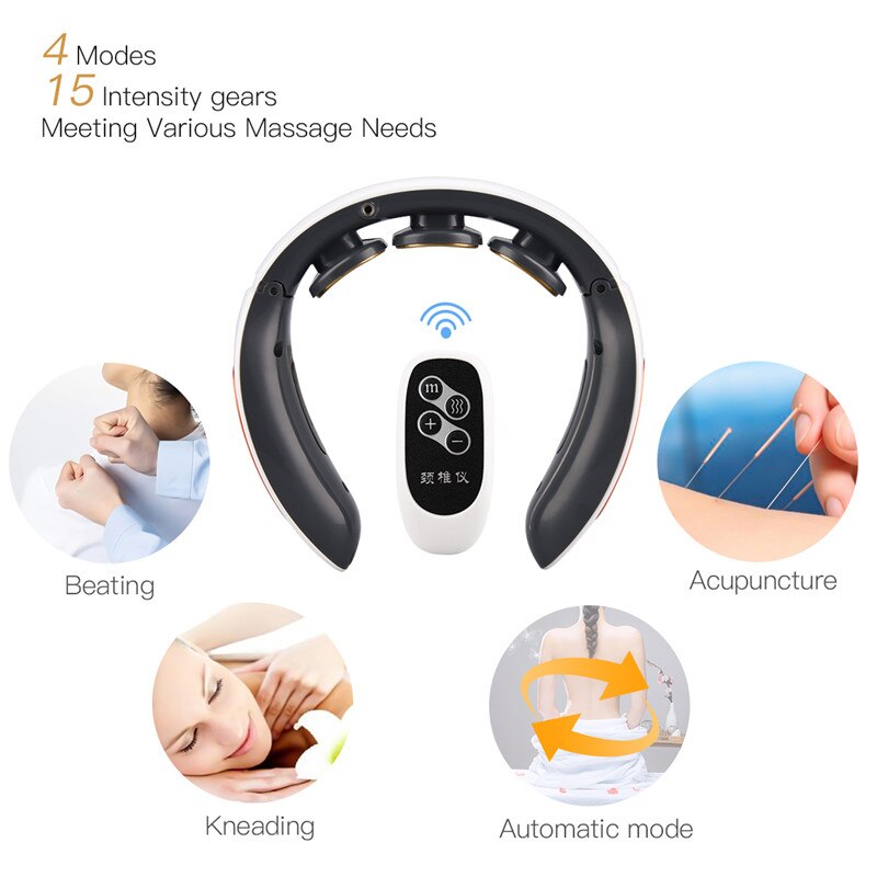 4D Clever Elektrische Nacken und Zurück Impuls Massagegerät ZEHN Drahtlose Wärme Halswirbel Entspannen Schmerzen Linderung Kneten Massage Maschine