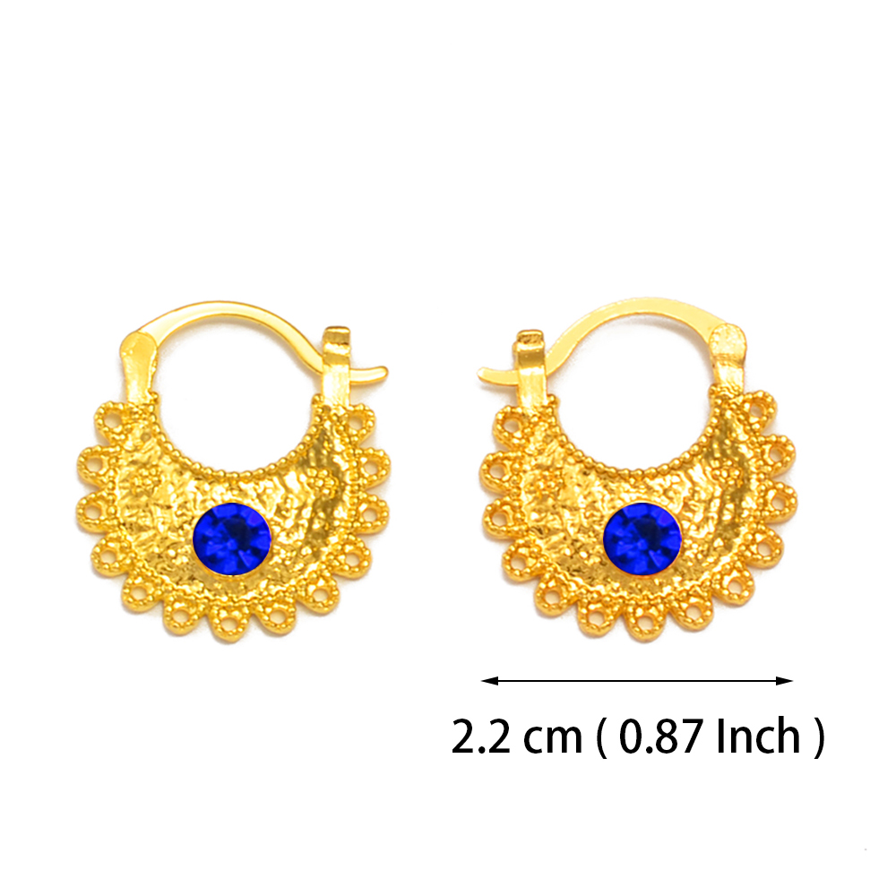 Anniyo 2.2CM/1.5CM Piccoli orecchini con strass Etiope eritrea Gioielli africani Donne Ragazze # 160916: Rhodium placcato