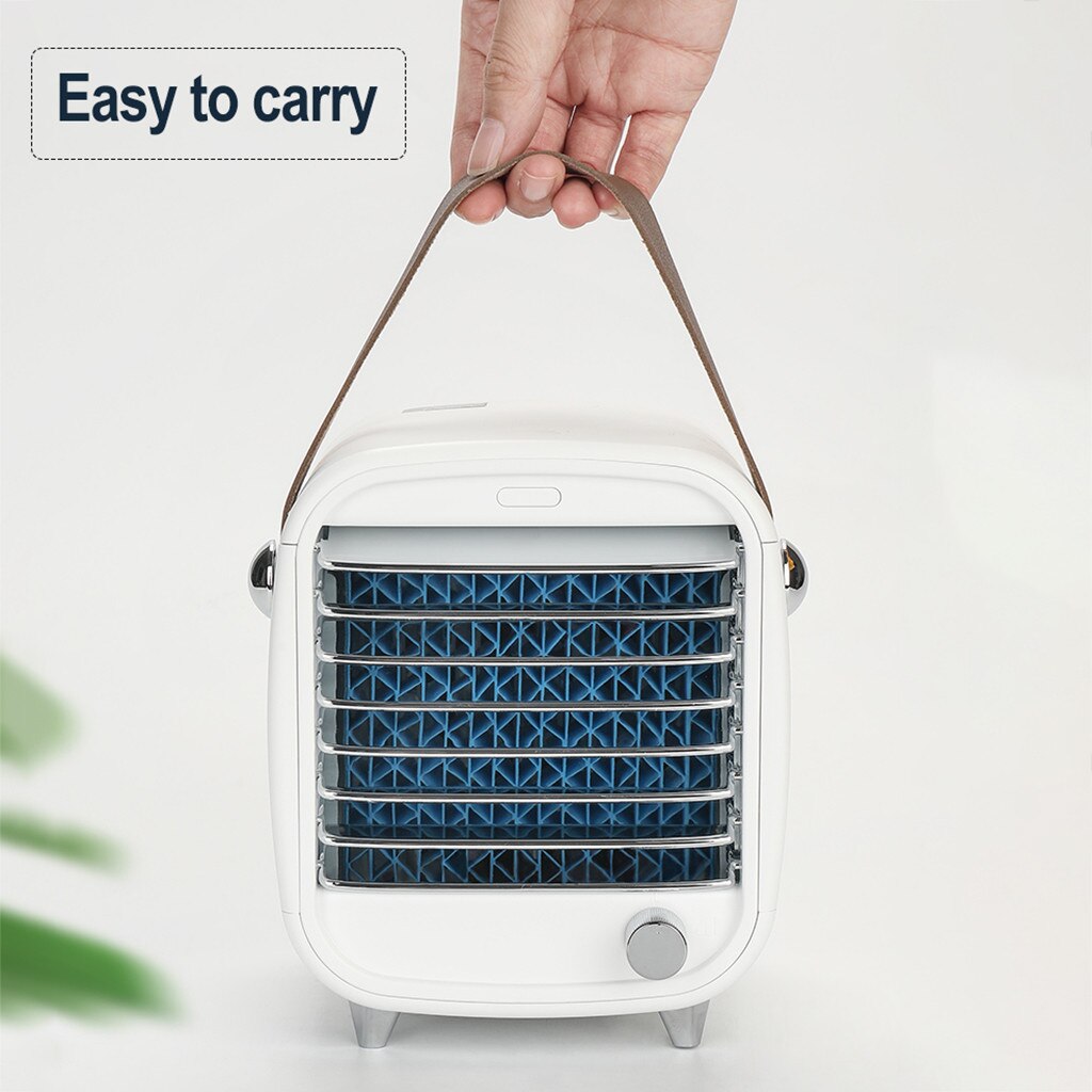 Home Mini Air cooling Portable Air Cooler Portable LED Air Conditioner Small USB Desktop Cooling Fan Built-in Ice Box #z