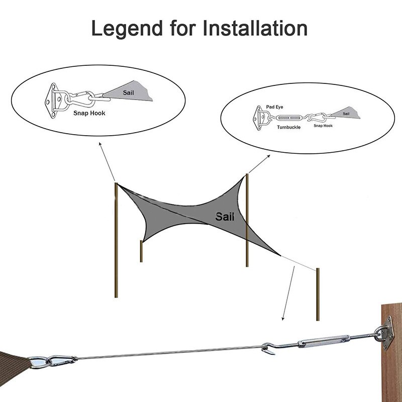 50Pcs 11 Set 5M 5mm Stainless Steel Clothesline Wire Rope Kit Square Four-corner Buckle Turnbuckle Screws