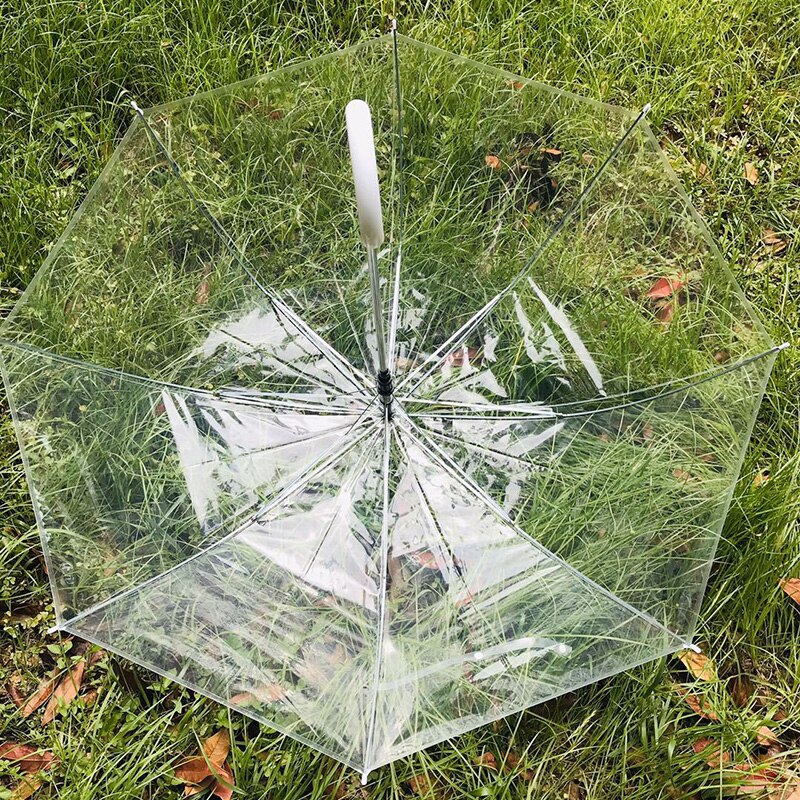 I stil gennemsigtig paraply langt håndtag 8k/16k ribben miljøbeskyttelse klar regn parasol japansk paraply paraply: 8 ribben hvide