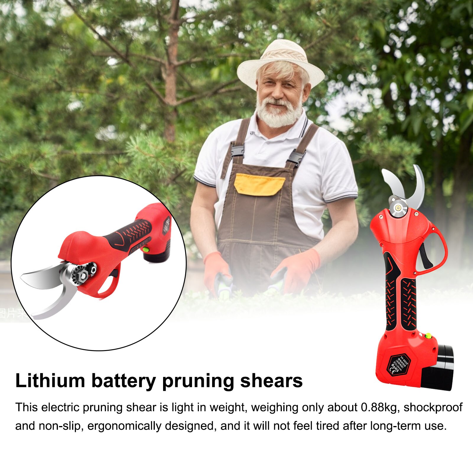 US UK EU Plug Handheld Pruning Shear Cordless Cutting Diameter Electric Pruning Shears With Two Lithium Batteries