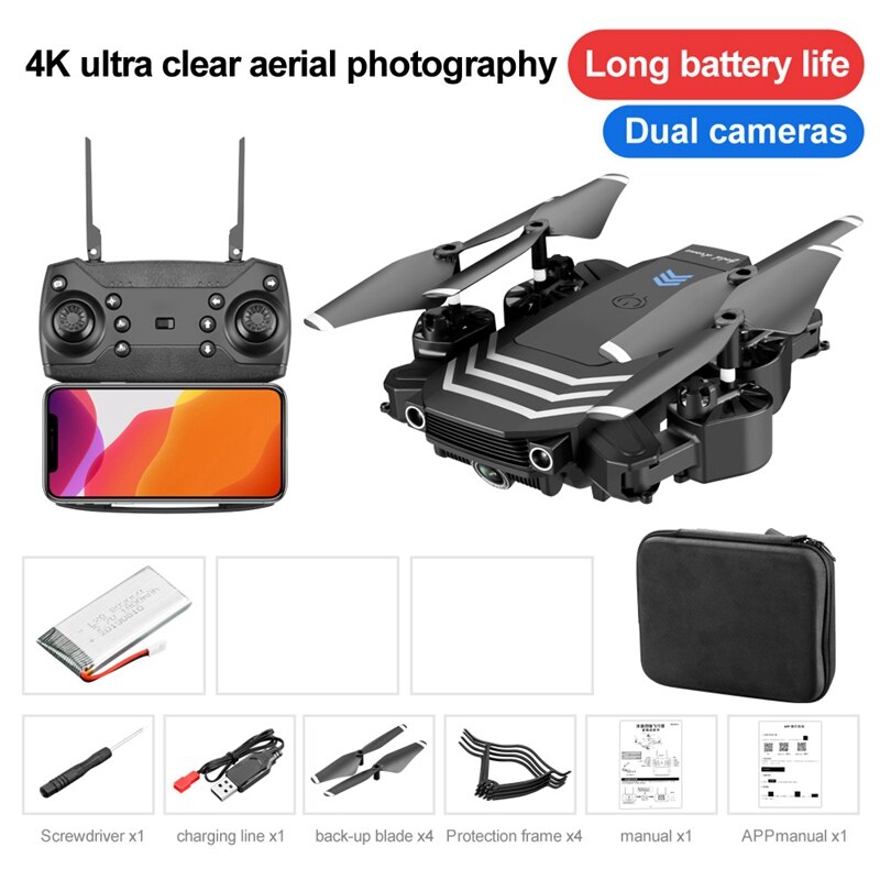 LS11 4K HD Dual Cameras Mini Drone Profissional Folding FPV Quadcopter Drones with Camera Toys for Children RC Quadcopters Toys: LS11 4K 1BA bag