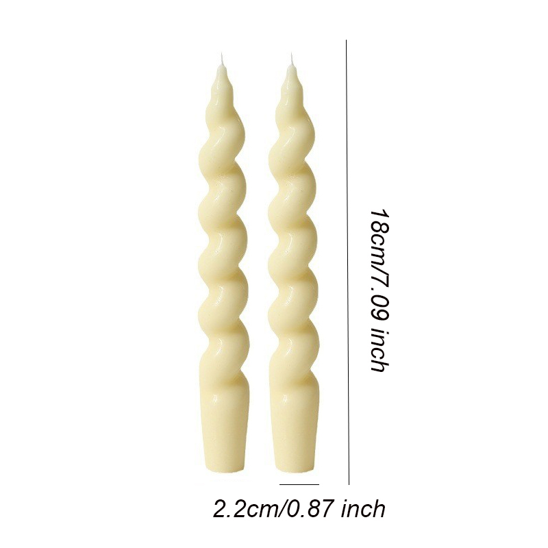 2 Stuks Lange Versierd Kaarsen Spiraal Vormige Geurkaars Home Decor Accessoires Lange Staaf Twisted Aroma Kaarsen Huishoudelijke Kaarsen: Licht Geel
