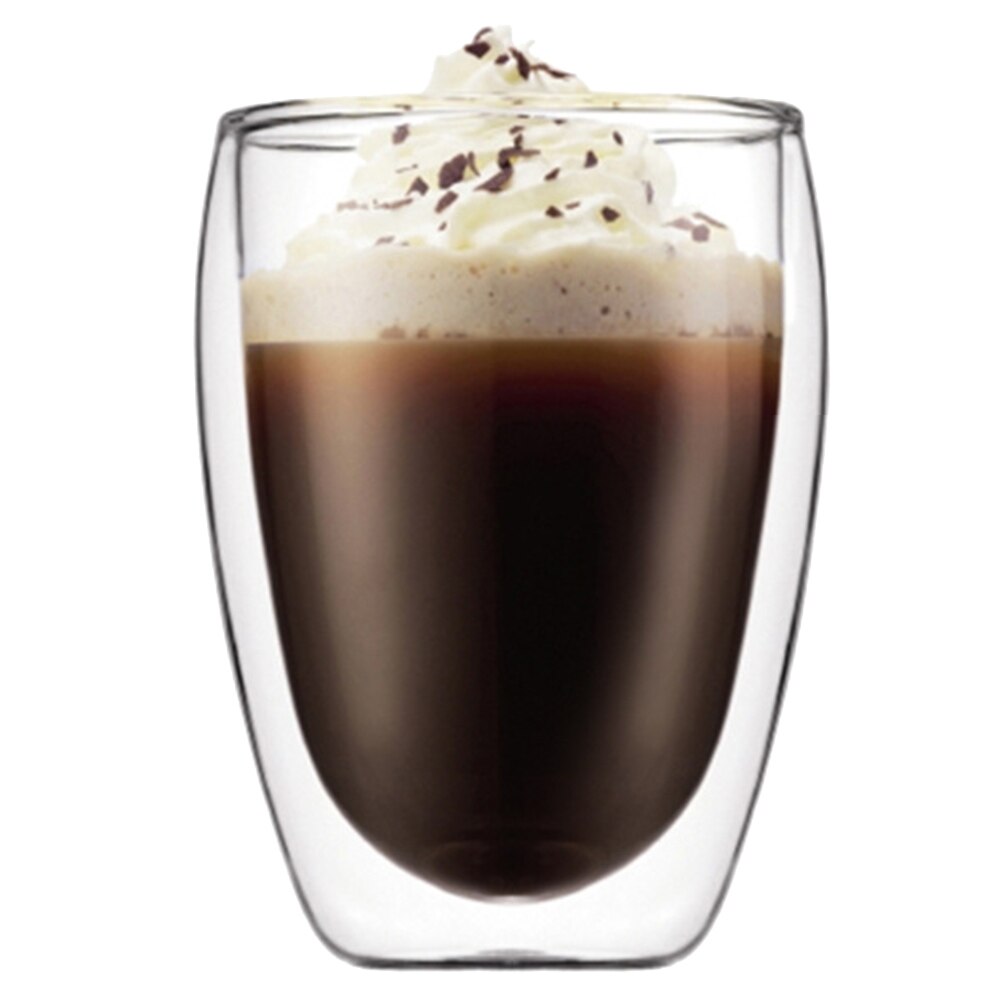 Dobbeltvægs insluated glas kop drikker te kaffe latte juice hjem køkkenartikler wxv: 350ml
