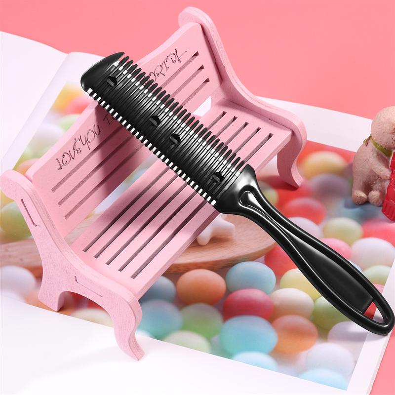 3 pièces coupe-cheveux peigne Double côté coupe de cheveux ciseaux lame en métal rasoir en plastique peigne coupe-cheveux tondeuse avec lame en acier inoxydable